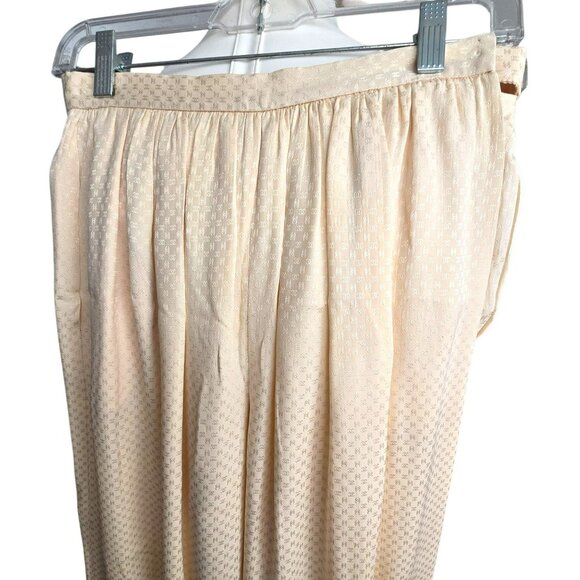 Vintage Chanel Womens Beige Silk Wide-Leg Pants Size 6 Logo Gathered HS171 - Picture 11 of 11